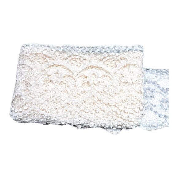 Vintage Ivory Floral Lace Trim 3.5" Wide Lingerie Panty Scalloped Sewing & Craft - Picture 1 of 3